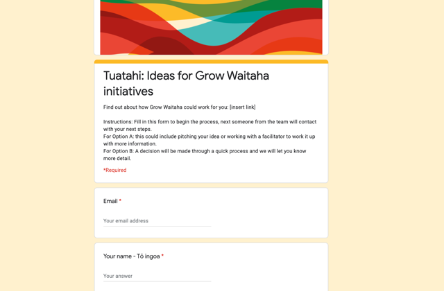 Submit an idea for a Grow Waitaha Initiative